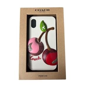 New - Coach iPhone X Case Chalk Multi Oversized Cherry F65093 Glitter Logo